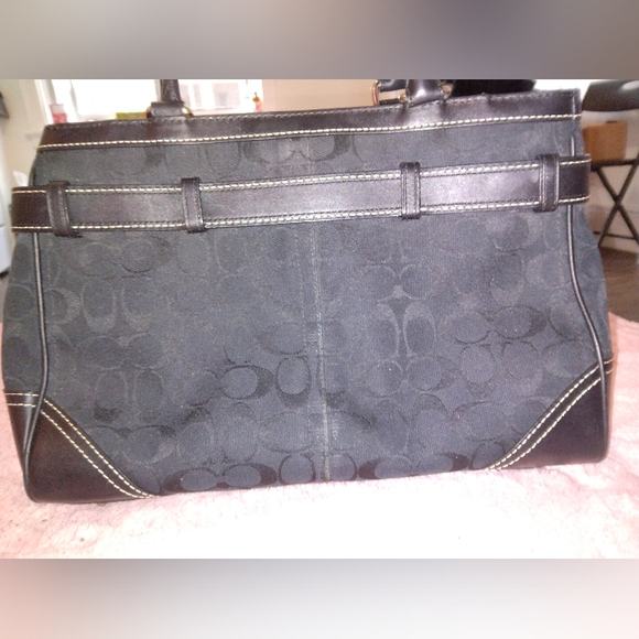 ๐HP๐ EUC Coach Hampton black signature canvas carry-all large satchel vintage - Picture 7 of 12
